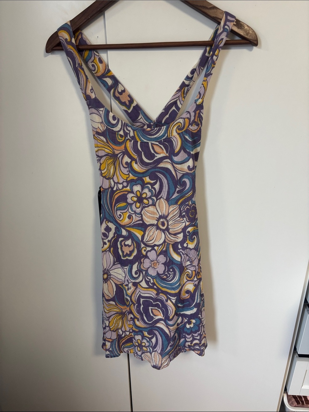 Revolution Purple Floral Mini Dress with Cream & Yellow Accents